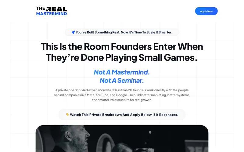 The Real Mastermind application page headline